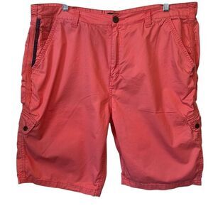 Buffalo David Bitton Howan Salmon Pink Mens Cargo Cotton Shorts 40